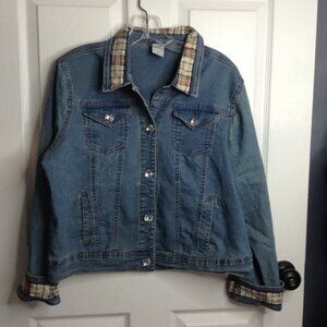 Unknown Junior "L" Denim Jacket/Flannel trim Western Chic Rodeo ready Equestrian